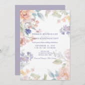 Watercolor Floral Wedding Invitation Kaart (Voorkant / Achterkant)