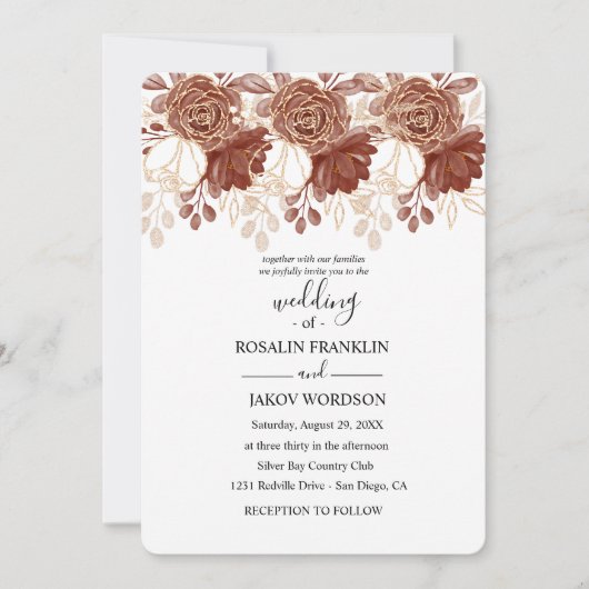 watercolor floral wedding Invitation Kaart (Voorkant)