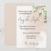 Watercolor Floral Wedding Invitation Kaart (Voorkant / Achterkant)