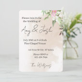Watercolor Floral Wedding Invitation Kaart (Staand voorkant)