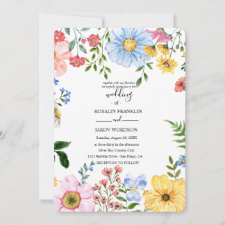 watercolor floral wedding Invitation Kaart