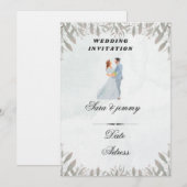 Watercolor Floral Wedding Invitation Kaart (Voorkant / Achterkant)