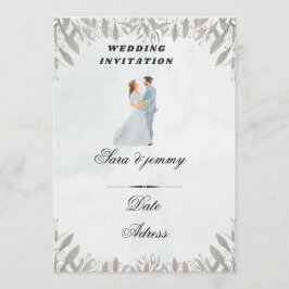 Watercolor Floral Wedding Invitation Kaart