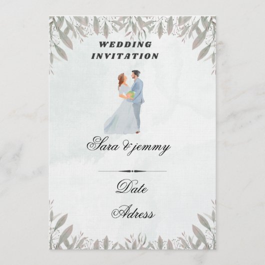 Watercolor Floral Wedding Invitation Kaart (Voorkant)