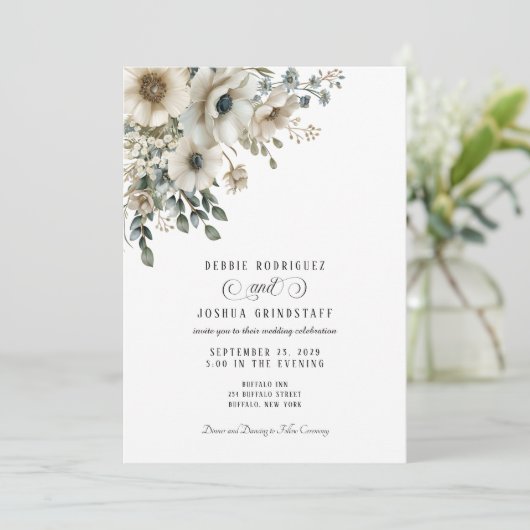 Watercolor Floral Wedding Invitation Kaart (Staand voorkant)