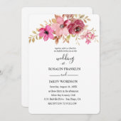 watercolor floral wedding Invitation Kaart (Voorkant / Achterkant)