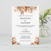 Watercolor Floral Wedding Invitation Orange Brown Kaart (Staand voorkant)
