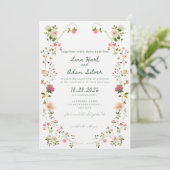 Watercolor Floral Wedding Invitation Template  Kaart (Staand voorkant)