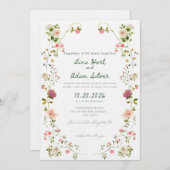 Watercolor Floral Wedding Invitation Template  Kaart (Voorkant / Achterkant)