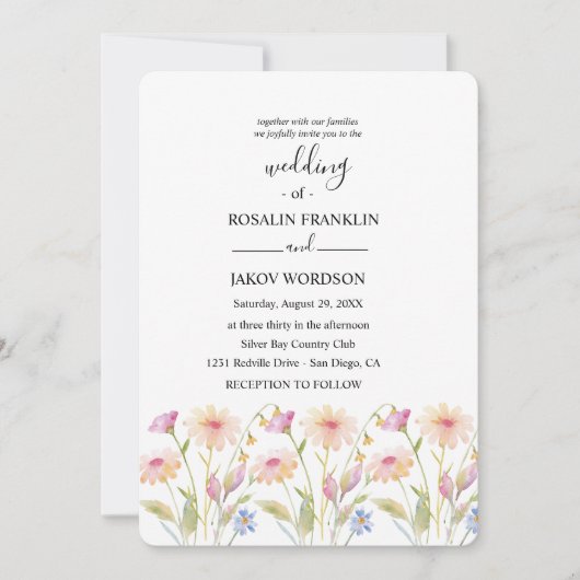 watercolor floral wedding  kaart (Voorkant)