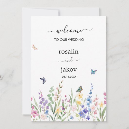 watercolor floral wedding kaart (Voorkant)