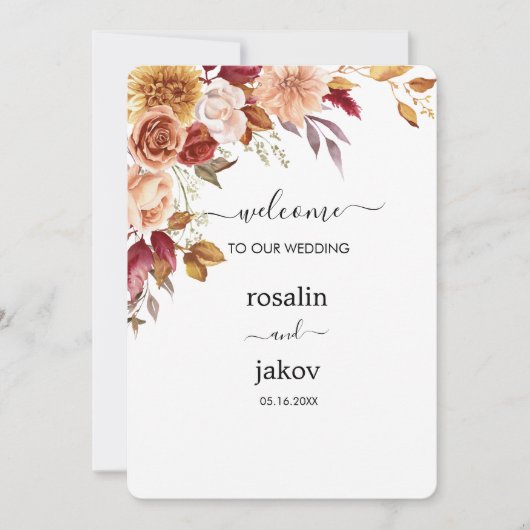 watercolor floral wedding kaart (Voorkant)