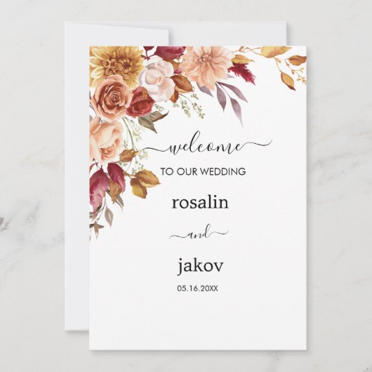 watercolor floral wedding kaart (Voorkant)