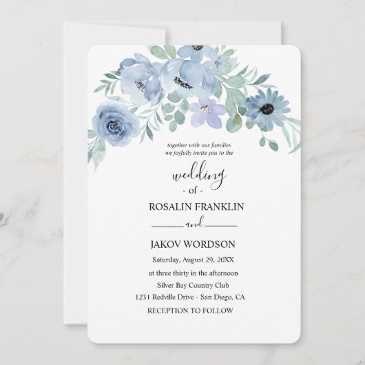 watercolor floral wedding  kaart (Voorkant)