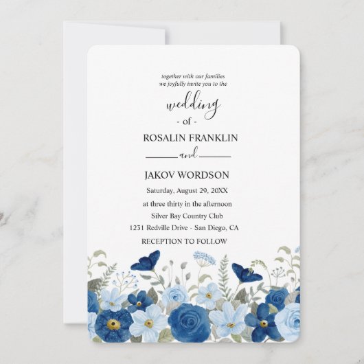 watercolor floral wedding kaart (Voorkant)