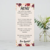 Watercolor Floral Wedding Menu Kaart (Staand voorkant)