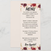 Watercolor Floral Wedding Menu Kaart (Voorkant / Achterkant)