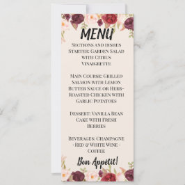 Watercolor Floral Wedding Menu Kaart