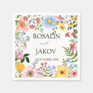 watercolor floral Wedding Napkins Servet