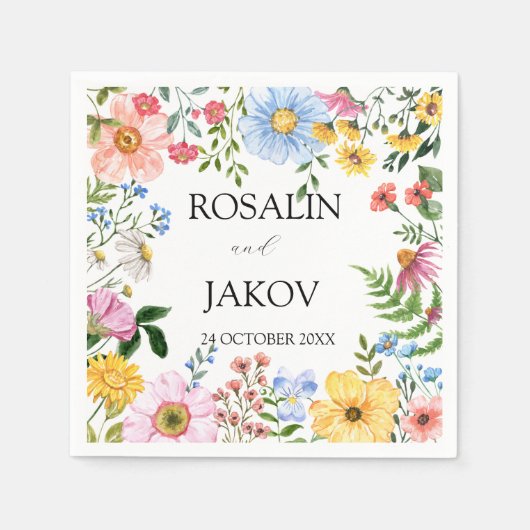 watercolor floral Wedding Napkins Servet (Voorkant)