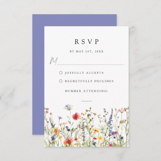 Watercolor Floral Wedding RSVP Card (Voorkant / Achterkant)