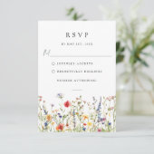 Watercolor Floral Wedding RSVP Card Kaartje (Staand voorkant)