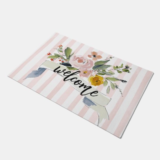 Watercolor Floral Welcome Deurmat (Schuin)