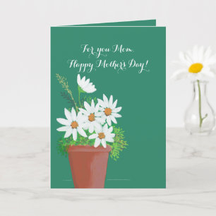 Watercolor Floral White Daisies Mother's Day Kaart