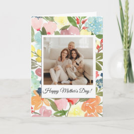Watercolor Floral with Image Mother's Day Card Kaart