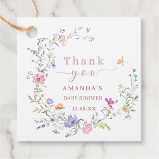 Watercolor Floral Wreath Baby Shower Favor Tags Bedankjes Labels