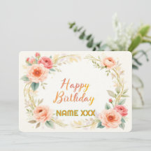 Watercolor Floral Wreath – Elegant Happy Birthday