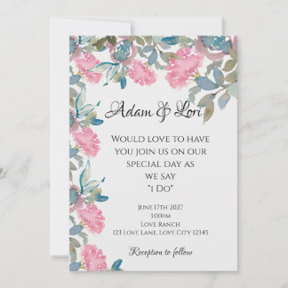 Watercolor Florals Wedding Kaart