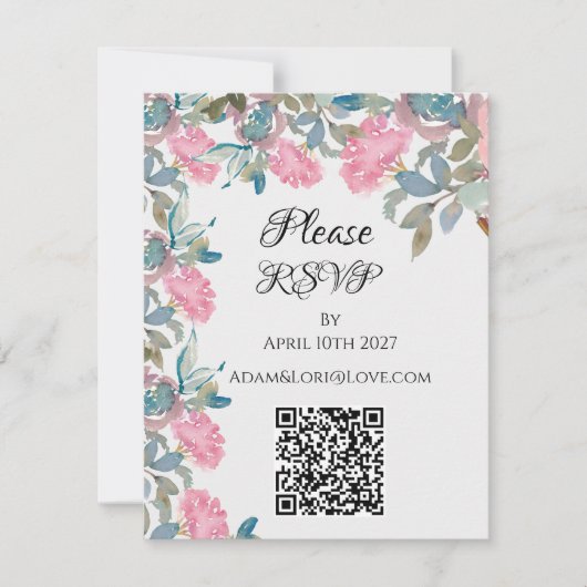 Watercolor Florals Wedding RSVP Kaartje (Voorkant)