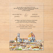 Watercolor Florence Italy Wedding Acryl Uitnodigingen (Voorkant)