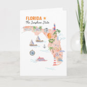 Watercolor Florida State Art Map Folded Greeting Kaart (Voorkant)