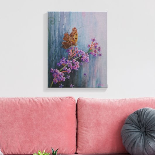 Watercolor Flower and Butterfly Canvas Afdruk (Insitu (Woonkamer))