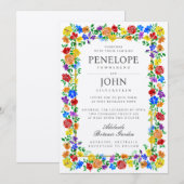 Watercolor Flower Botanical Garden Rainbow Wedding Kaart (Voorkant / Achterkant)