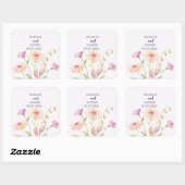 watercolor flower editable Invitation  Vierkante Sticker (Vel)