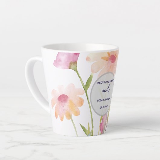 watercolor flower editable latte mok (Linkerhoek)