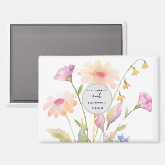 watercolor flower editable magneet (Voorkant / Achterkant)