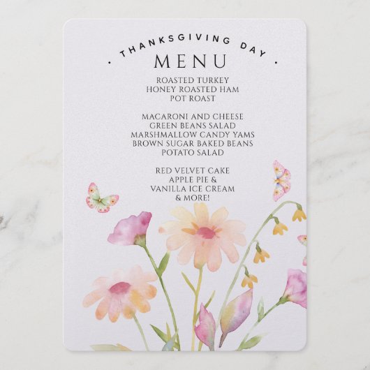 watercolor flower editable menu card  (Voorkant)