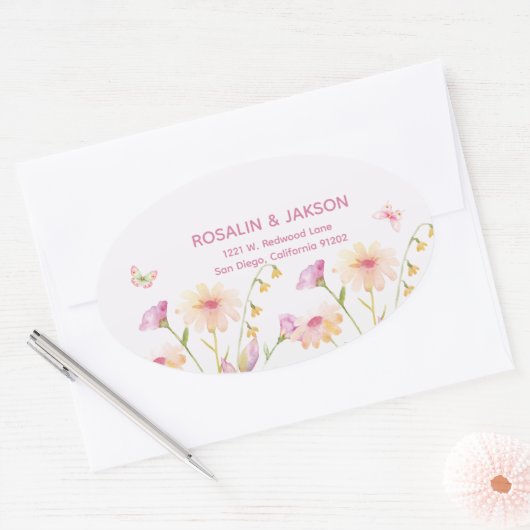 watercolor flower editable ovale sticker (Envelop)