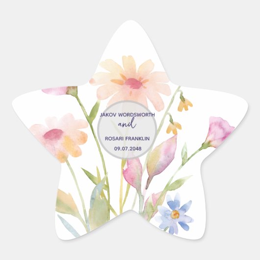watercolor flower editable ster sticker (Voorkant)