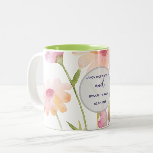 watercolor flower editable tweekleurige koffiemok (Voorkant links)