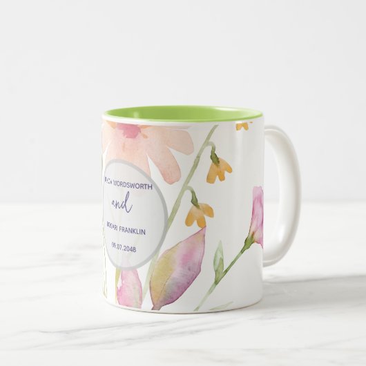 watercolor flower editable tweekleurige koffiemok (Voorkant rechts)