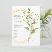 Watercolor Flower Floral Green Wedding Invitation Kaart (Staand voorkant)