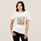 Watercolor flower illustration Tri-Blend shirt (Voorkant volledig)