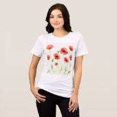 Watercolor flower illustration Tri-Blend shirt (Voorkant volledig)