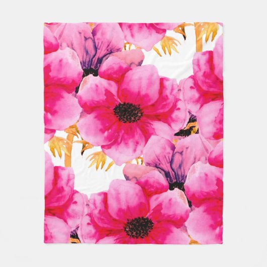 Watercolor flower seamless pattern background,beau fleece deken (Voorkant)