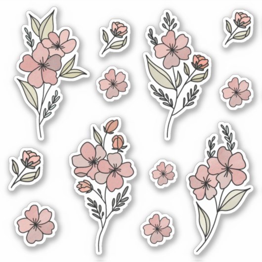 Watercolor Flower Sticker pack (Voorkant)